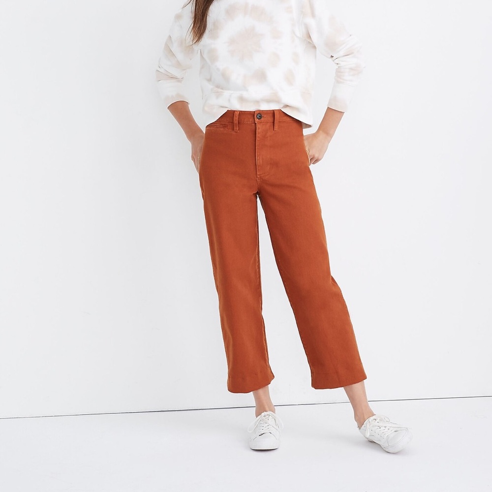 Madewell Emmett Wide Leg Crop Pants 27 Burnt Orange